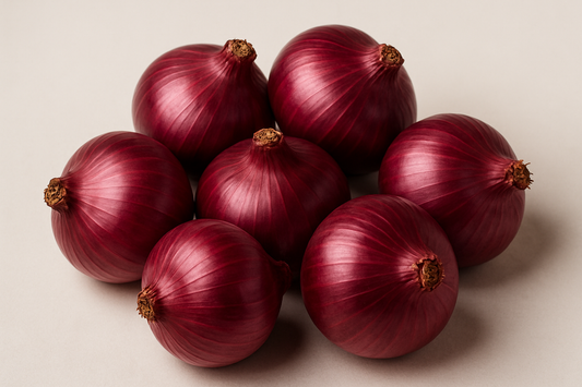 red onions in group
