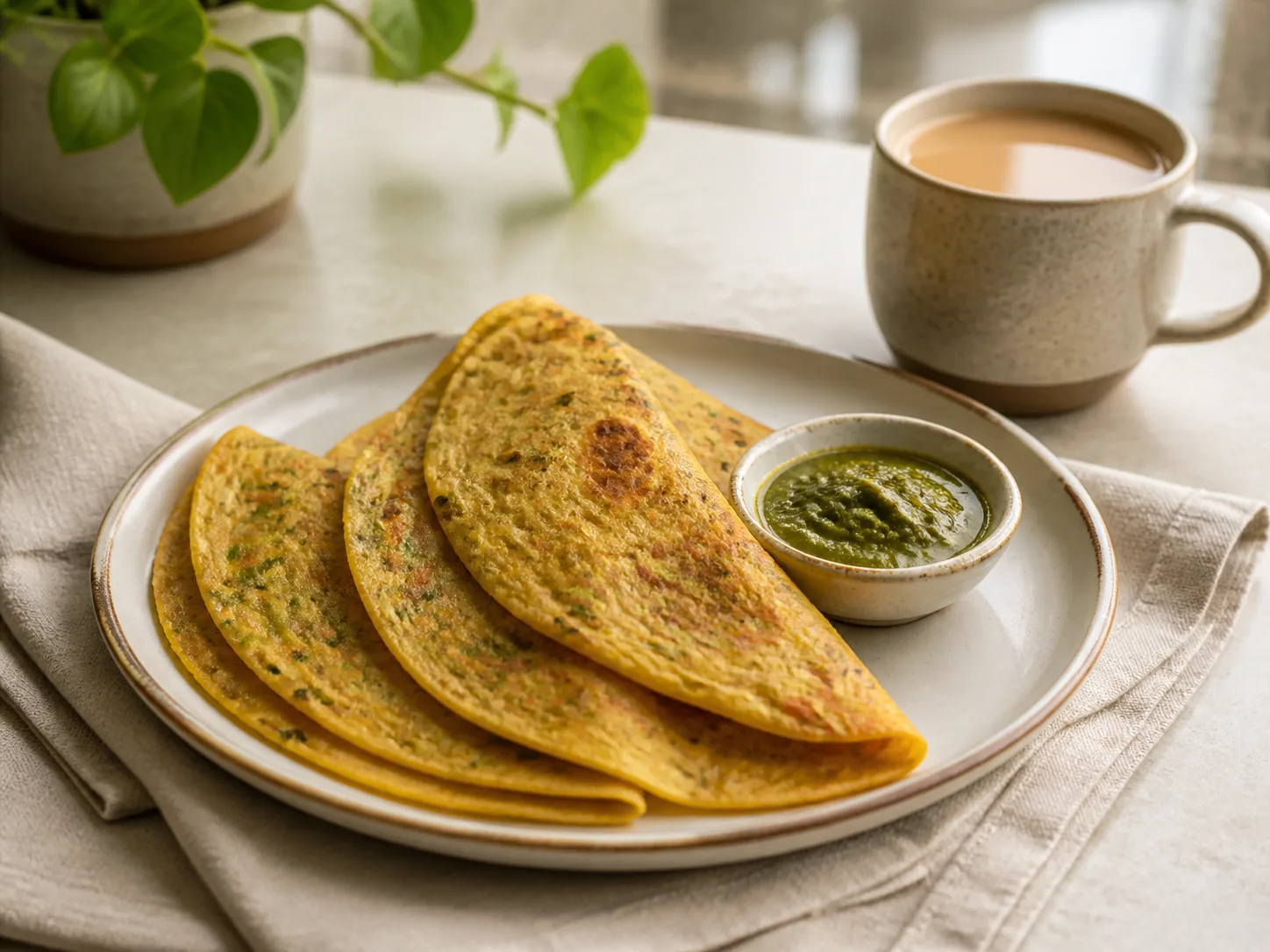 Illustrative grain breakfast plate on a bright table