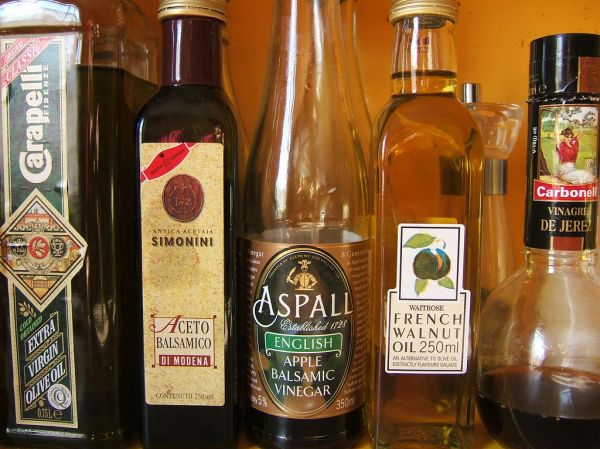 Cooking oil bottle in a kitchen setting
