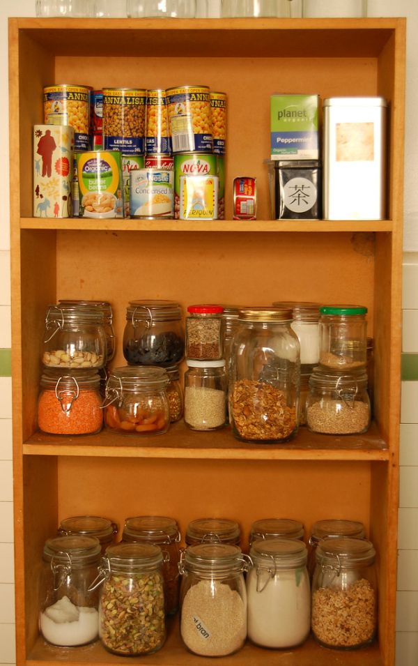 Pantry shelf with jars