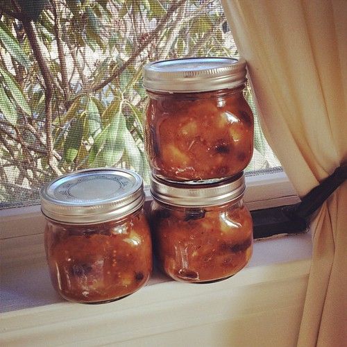 Pickle jars on a table