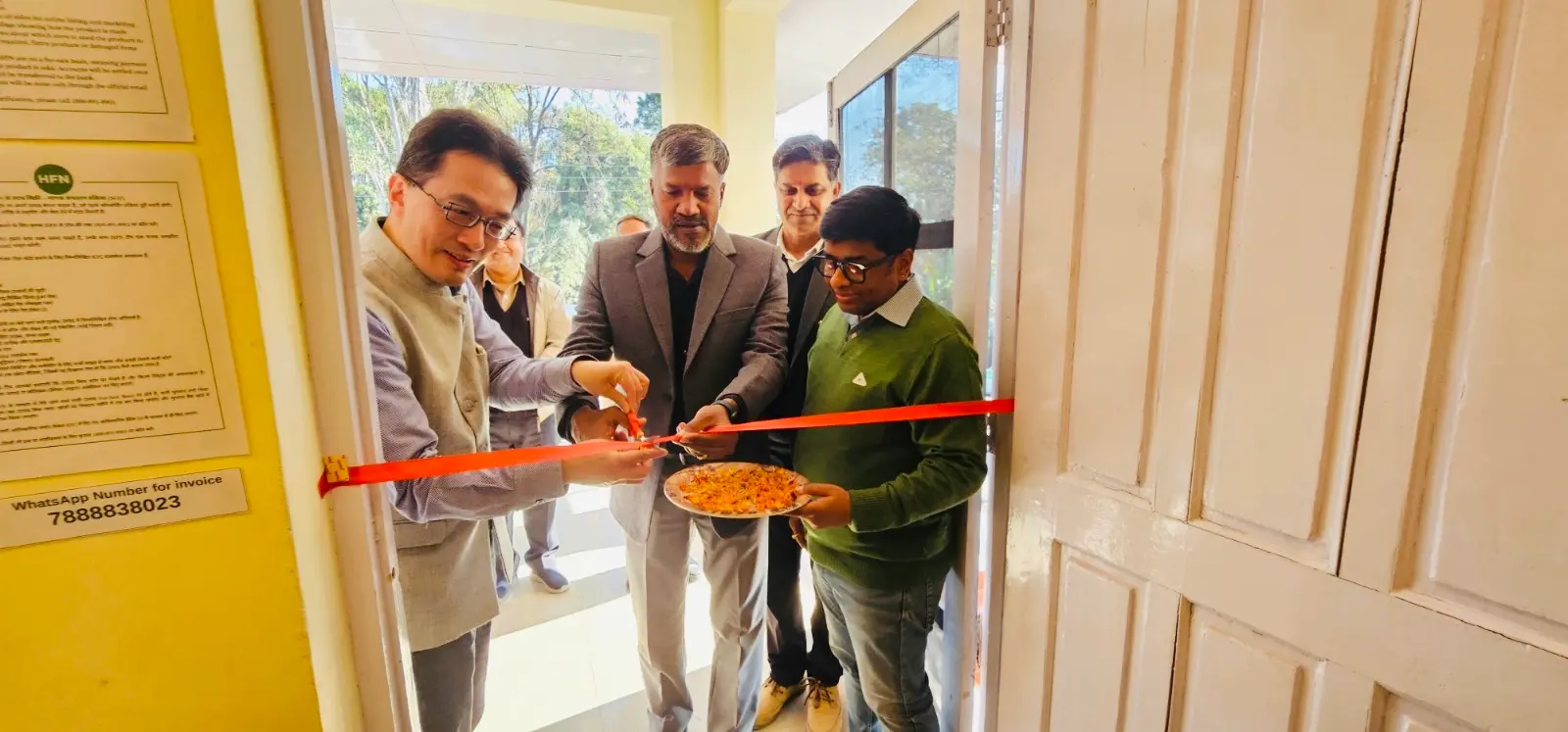 Ribbon cutting at the HFN Store inauguration near Chetru, Dharamshala.